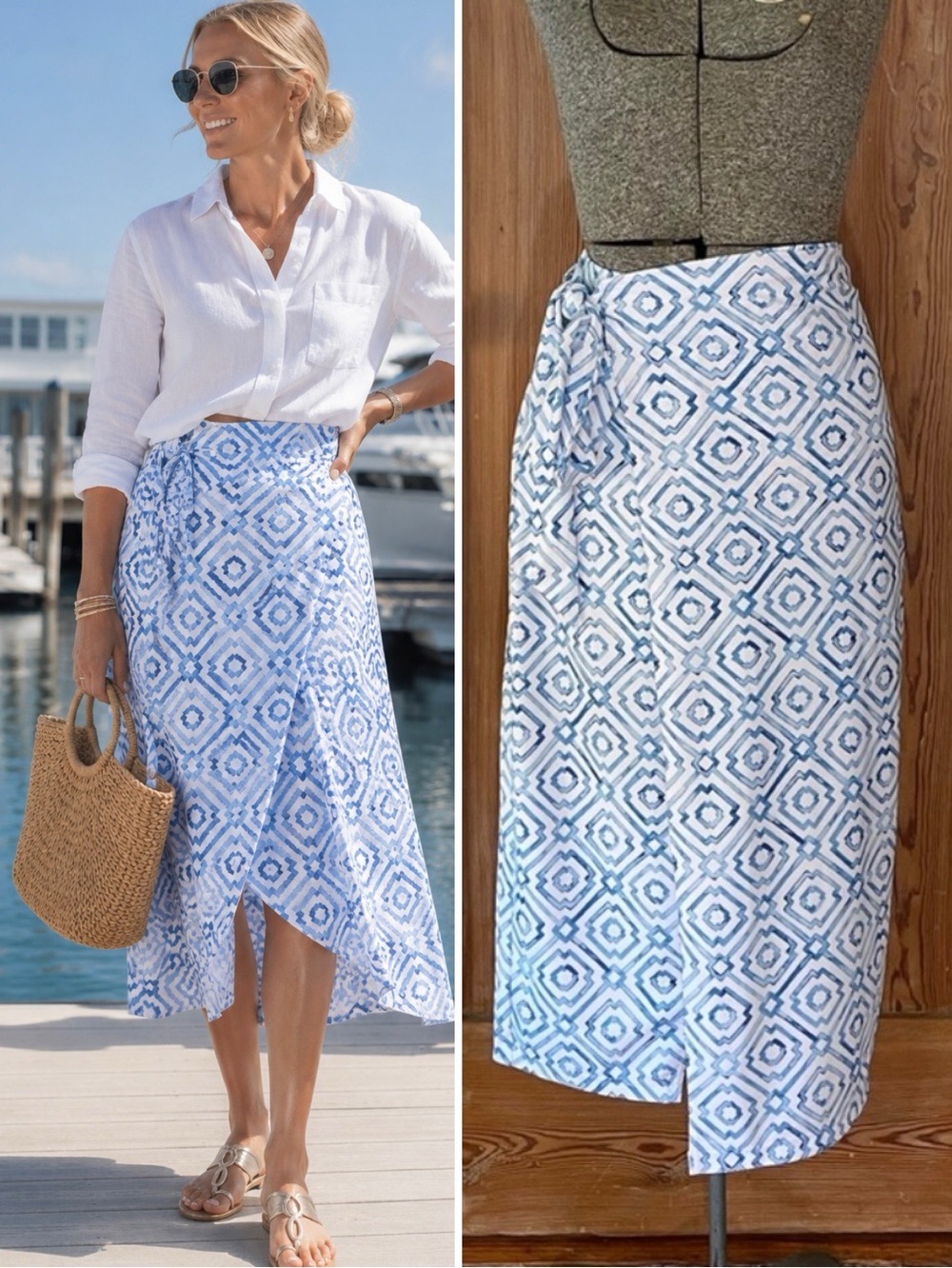 Patti Biggs Lizzy Wrap Front Skirt Under The Sea Coastal Resort UPF 50 Size L💛
